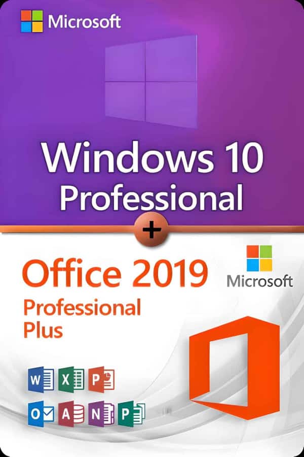 Microsoft Windows 10 Professional + Microsoft Office 2019 Professional Plus LICENS TIL 3 ENHEDER