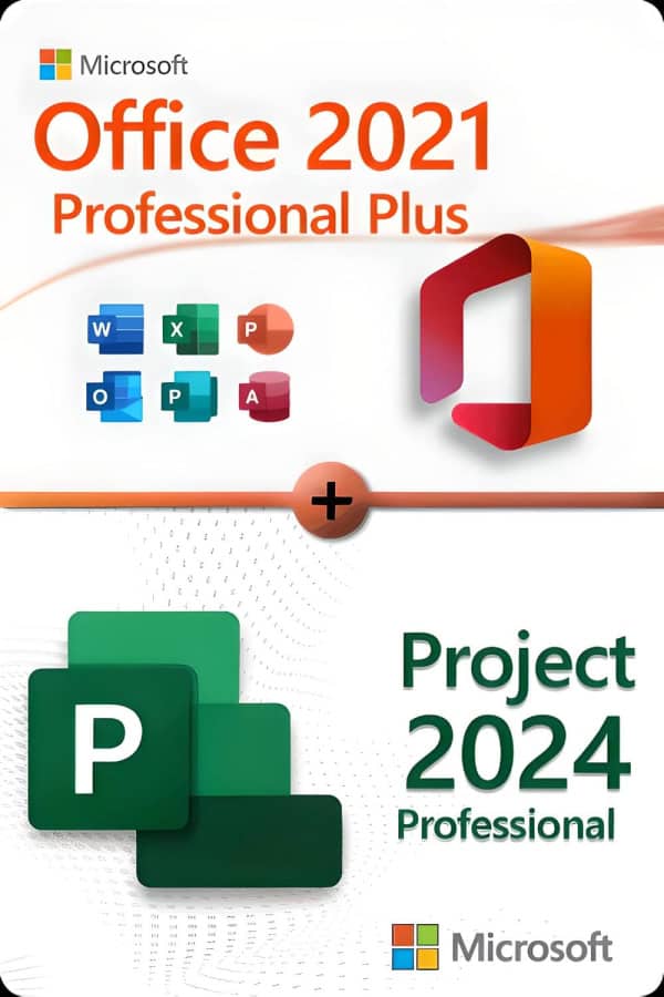 Microsoft Office 2021 Professional Plus + Microsoft Project 2024 Professional licens til 3 enheder