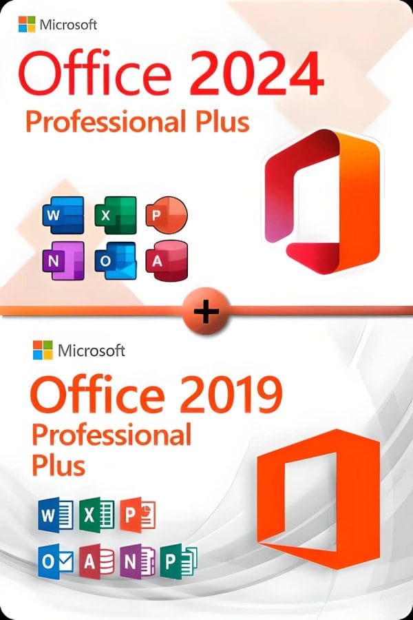 Microsoft Office 2024 Professional Plus + Microsoft Office 2019 Professional Plus LICENS TIL 3 ENHEDER