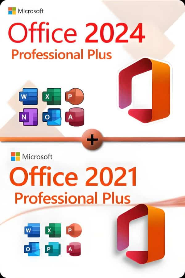 Microsoft Office 2024 Professional Plus + Microsoft Office 2021 Professional Plus LICENS TIL 3 ENHEDER