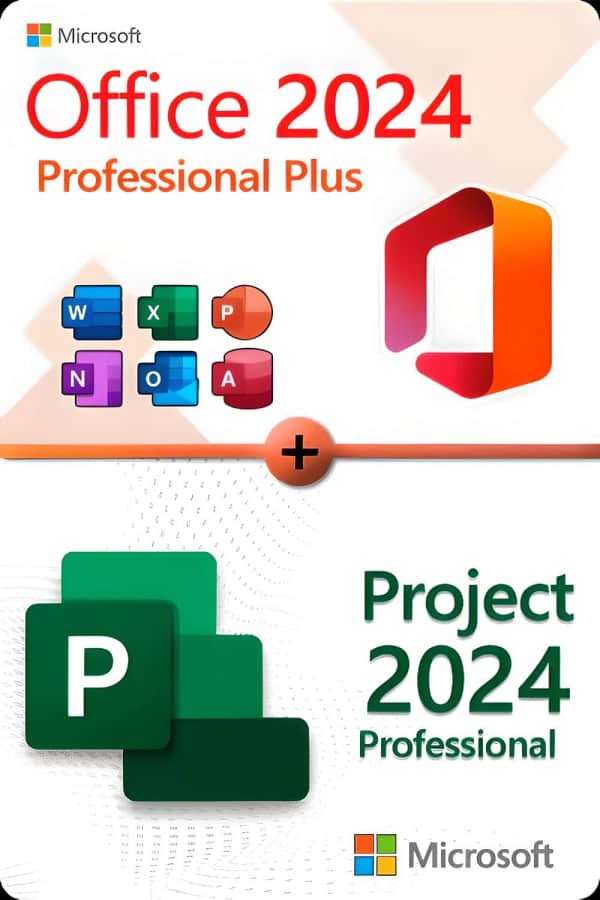 Microsoft Office 2024 Professional Plus + Microsoft Project 2024 Professional-licens til 3 enheder
