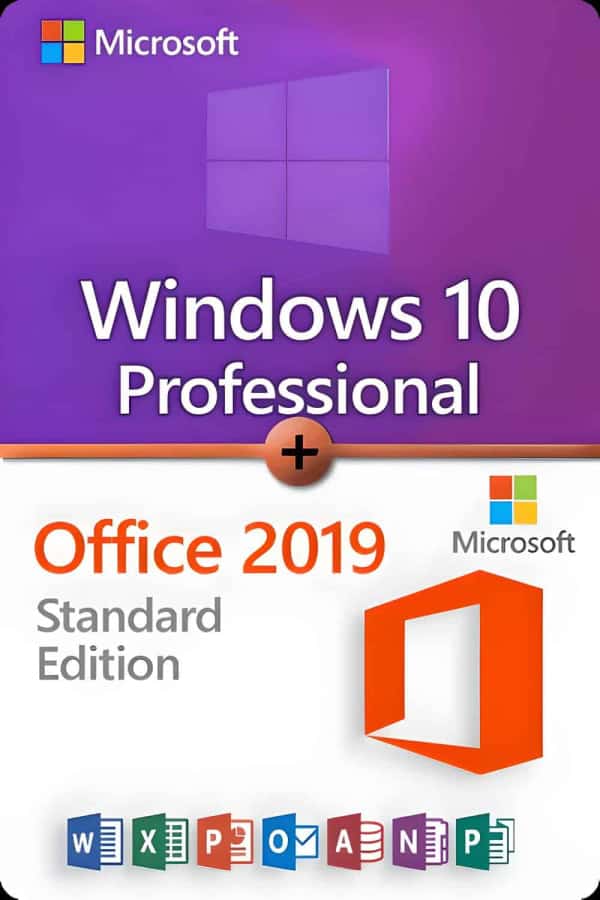 Microsoft Windows 10 Professional + Microsoft Office 2019 Standard LICENS TIL 3 ENHEDER