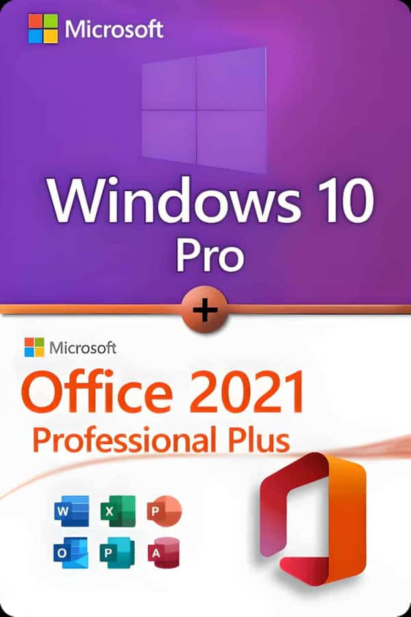Microsoft Windows 10 Professional + Microsoft Office 2021 Professional Plus LICENS TIL 3 ENHEDER
