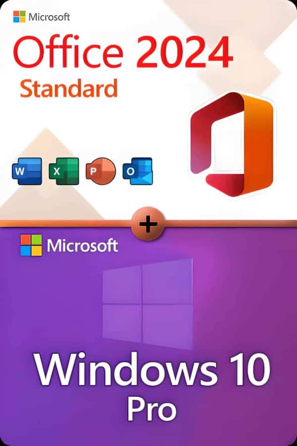 Microsoft Office 2024 Standard + Microsoft Windows 10 Professional licens til 3 enheder