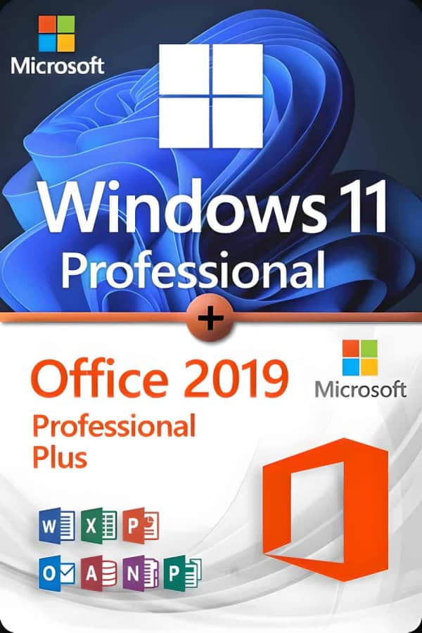 Microsoft Windows 11 Professional + Microsoft Office 2019 Professional Plus LICENS TIL 3 ENHEDER