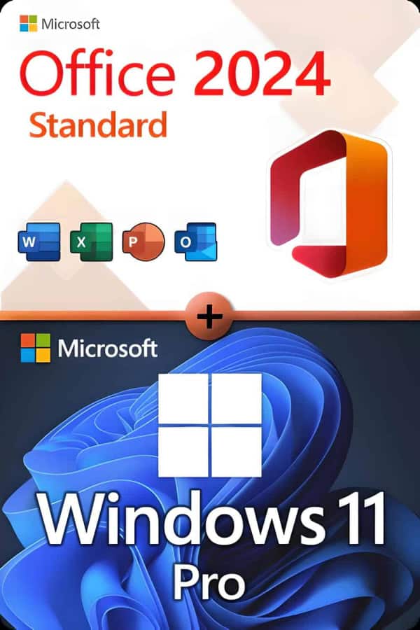 Microsoft Office 2024 Standard + Microsoft Windows 11 Professional licens til 3 enheder