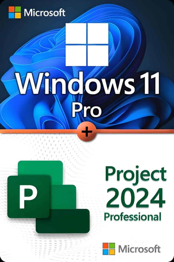 Microsoft Windows 11 Professional + Microsoft Project 2024 Professional-licens til 3 enheder
