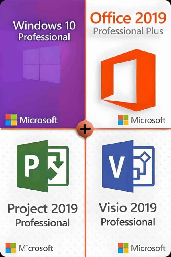 Windows 10 Professional + Visio 2019 Professional + Project 2019 Professional + Office 2019 Professional Plus - Licens til 3 enheder