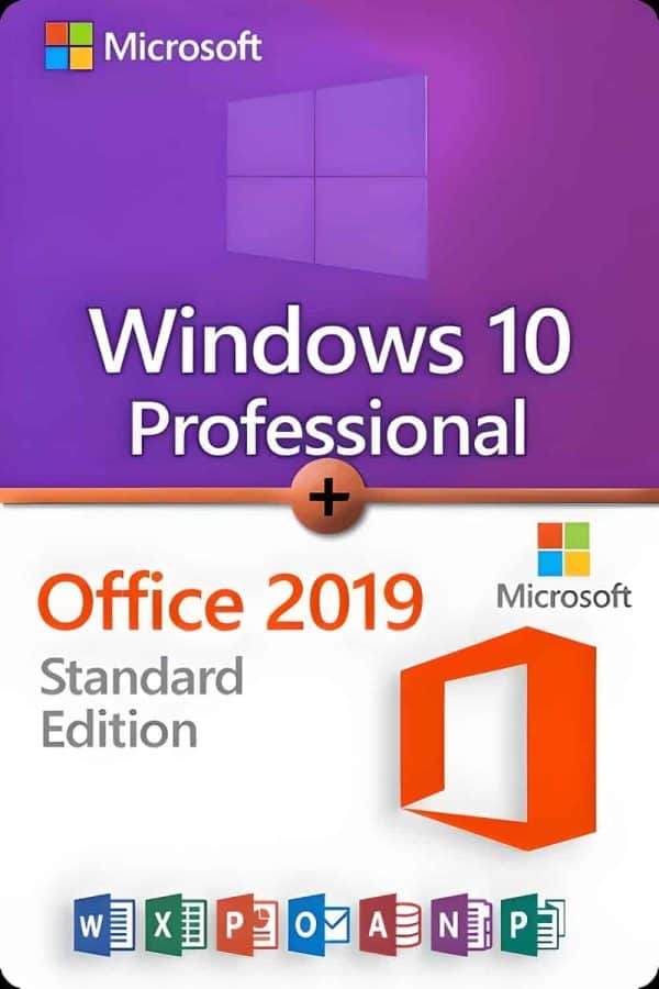 Microsoft Windows 10 Professional + Microsoft Office 2019 Standard  Licens til 3 enheder