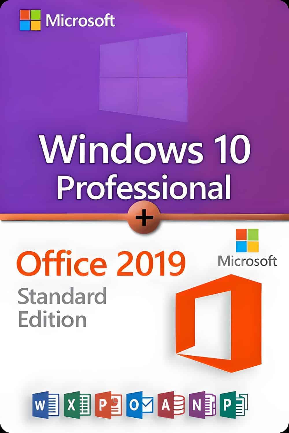 Microsoft Windows 10 Professional + Microsoft Office 2019 Standard  Licens til 3 enheder
