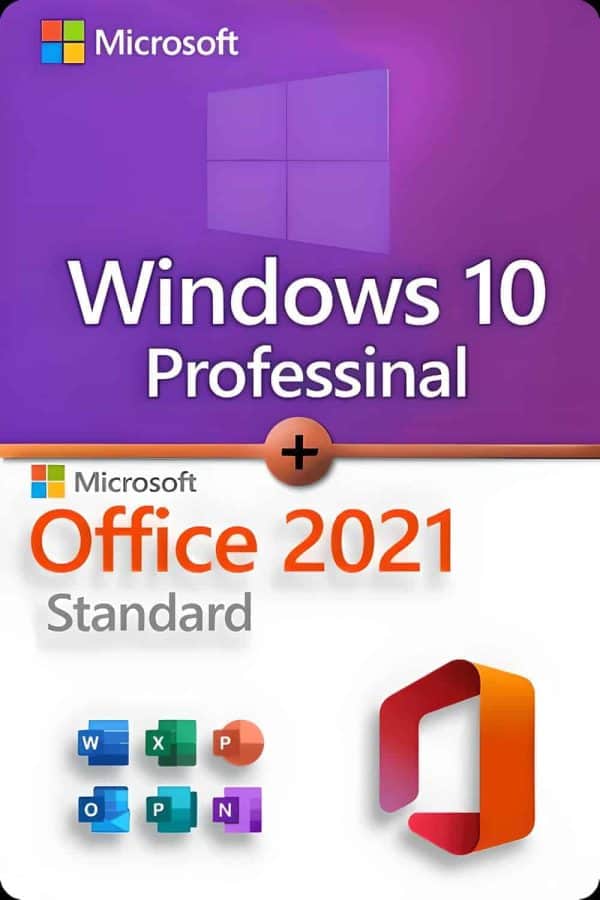 Microsoft Windows 10 Professional + Microsoft Office 2021 Standard Licens til 3 enheder