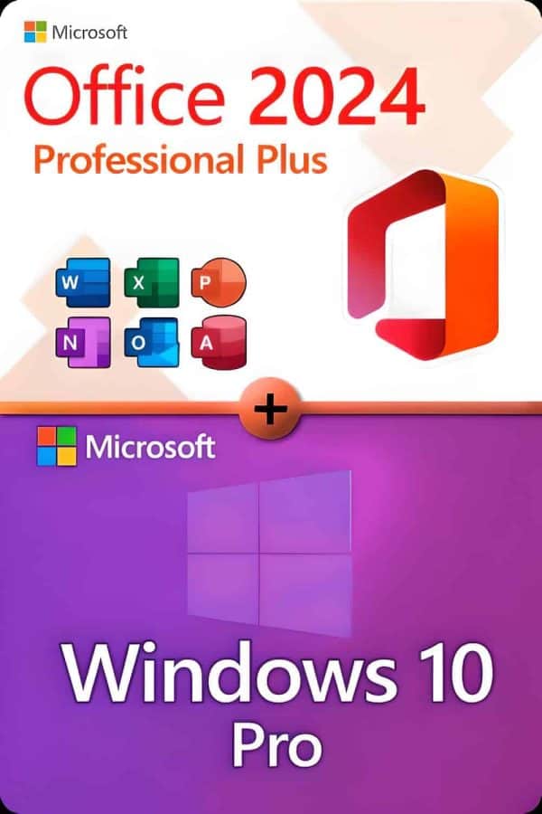 Microsoft Office 2024 Professional Plus + Microsoft Windows 10 Professional - Licens til 3 enheder