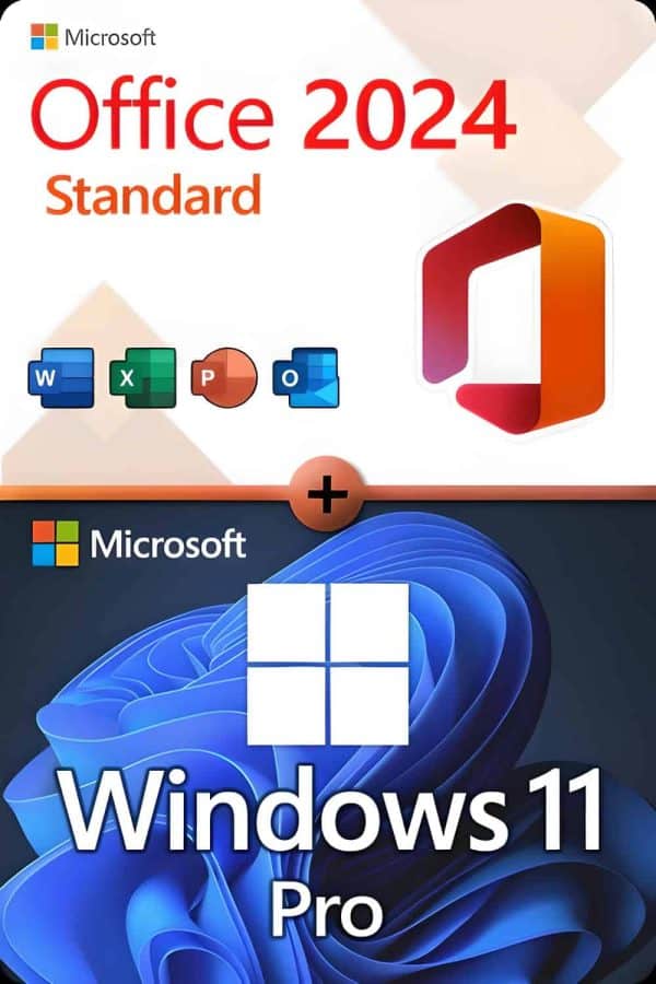 Microsoft Office 2024 Standard + Microsoft Windows 11 Professional - Licens til 3 enheder