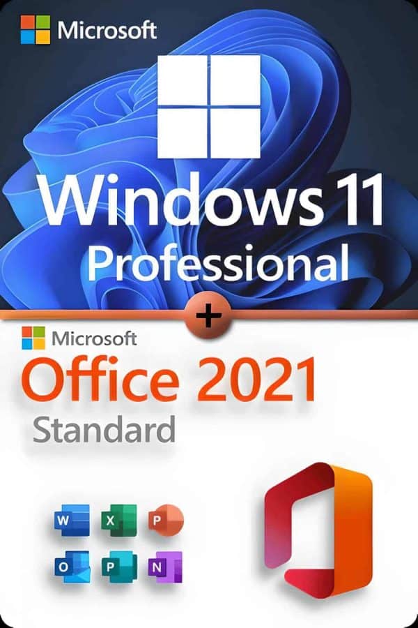 Microsoft Windows 11 Professional  - Licens til 3 enheder + Microsoft Office 2021 Standard