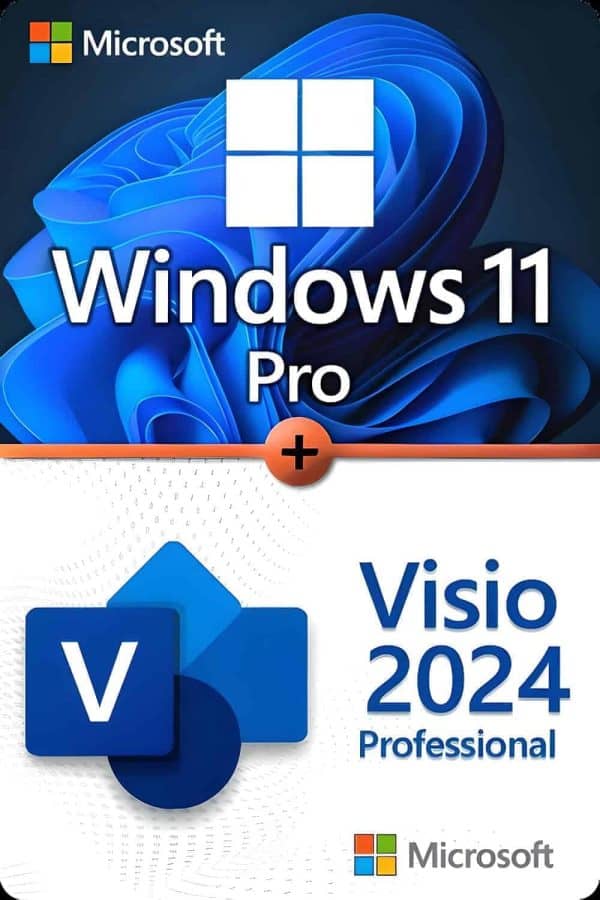 Microsoft Windows 11 Professional + Microsoft Visio 2024 Professional - Licens til 3 enheder